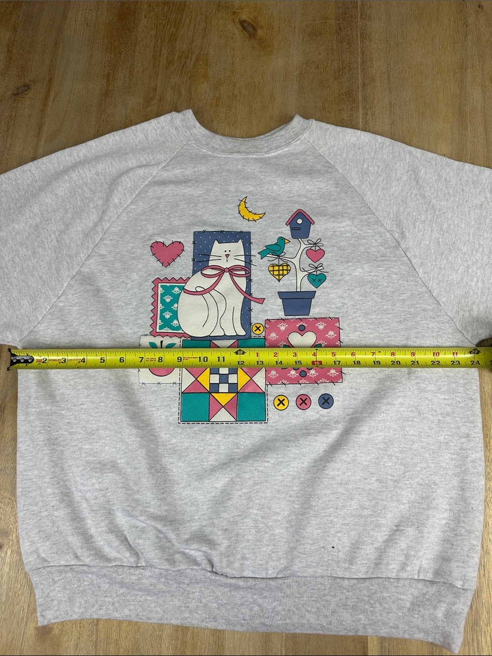 Vintage 90s Country-Kitsch Grannycore Cat Quilt Crewneck - Picture 7 of 10